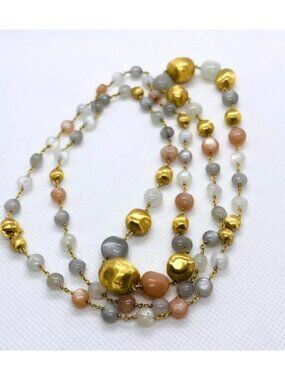 Marco Bicego Graduated Beaded Necklace 18K Yellow Gold Moonstone 36"
